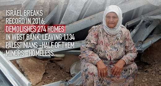 2016 sees Israel demolish record number of West Bank homes