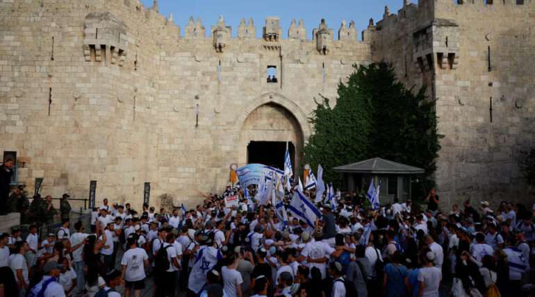 Far-right Israelis confront Palestinians, other Israelis in chaotic Jerusalem march, witnesses say